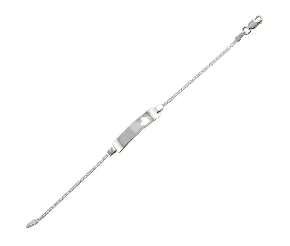 BRACELET D'IDENTITÉ AVEC COEUR AJOURÉ POUR ENFANT EN ARGENT RHODIÉ - SP DIB00043RH - BIJOUX D'IMPORTATION