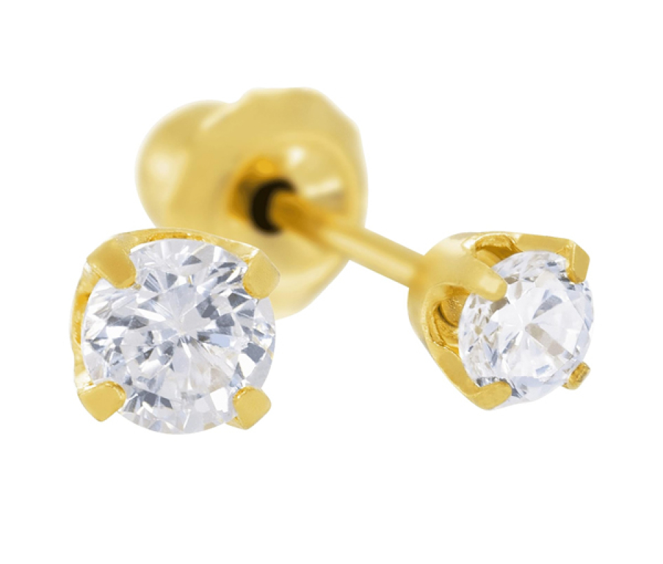BOUCLES DE PERÇAGE EN ACIER/PVD OR 24K SERTIES DE CUBIQUES ZIRCONIAS (*PERÇAGE GRATUIT) - IN 33C - PERÇAGE