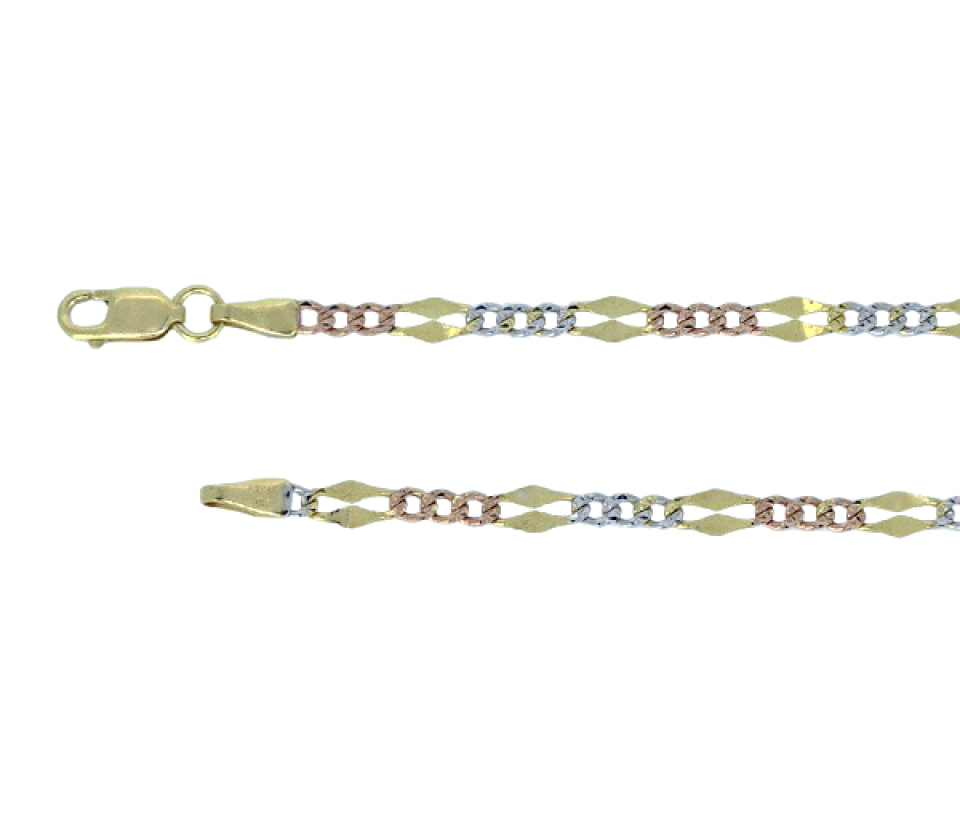 BRACELET OU CHAINE DE CHEVILLE EN OR 3 TONS À MAILLE FIGARO - CB FIGG0603T07 - CBE