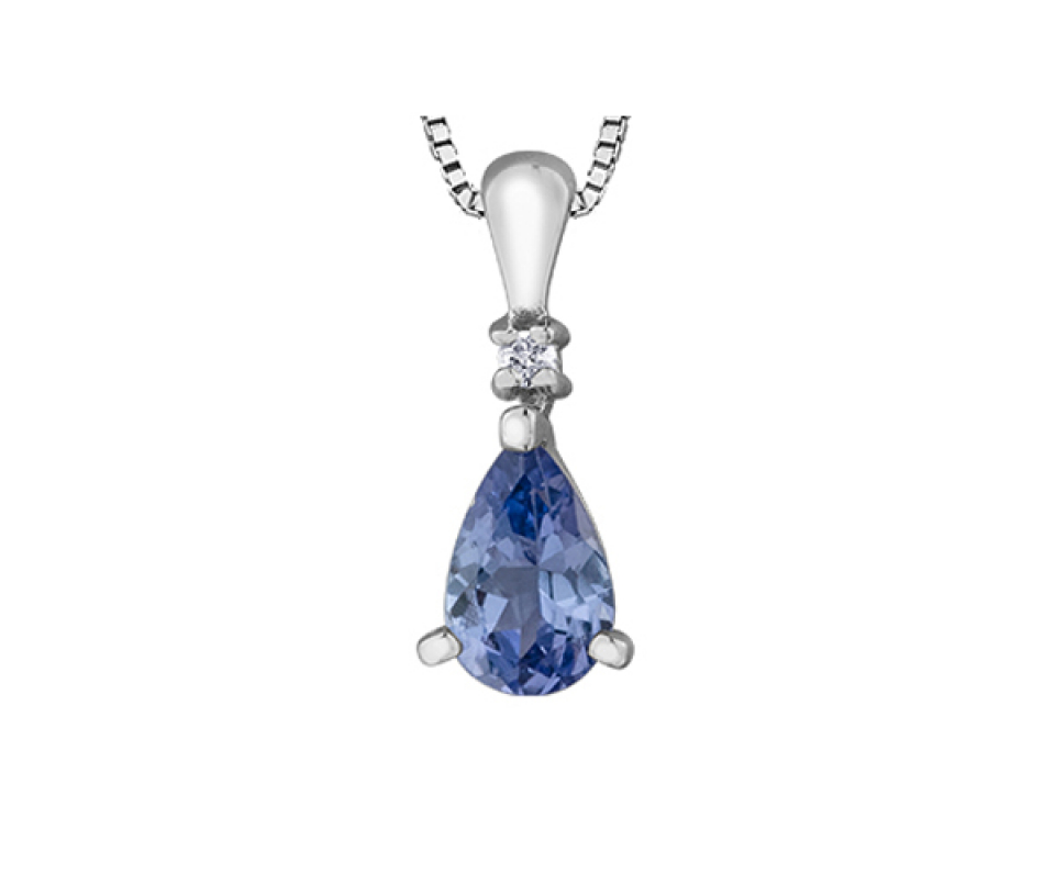 PENDENTIF EN OR BLANC SERTI D'UNE TANZANITE ET DE DIAMANTS - CR DD7966WTZ - BIJOUX CANADIEN