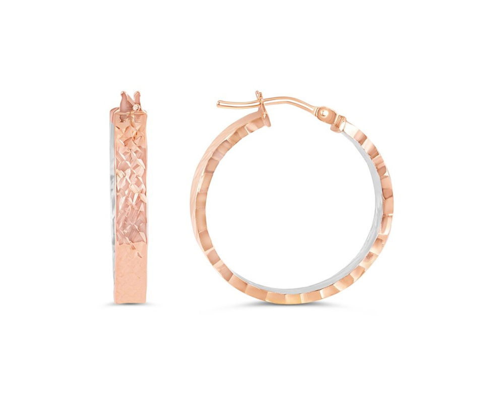 BOUCLES ANNEAUX EN OR 10K ROSE TAILLÉ DIAMANT - SY 1031E - BIJOUX D'IMPORTATION