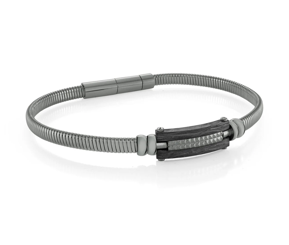 BRACELET EN ACIER/PVD GUNMETAL AVEC PLAQUE EN FIBRE DE CARBONE - IG SMB727 - ITALGEM