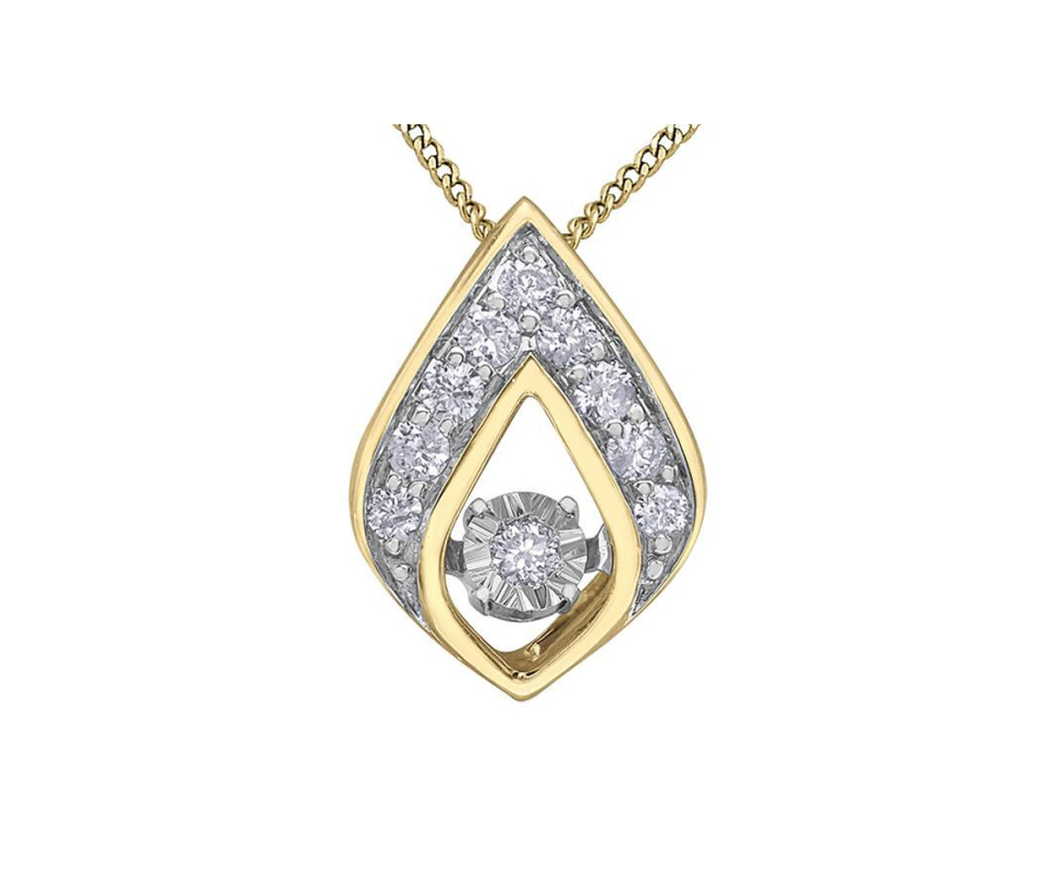 PENDENTIF EN OR 2 TONS SERTI D'UN DIAMANT DANSANT ET DE DIAMANTS - CR DD8126 - BIJOUX CANADIEN