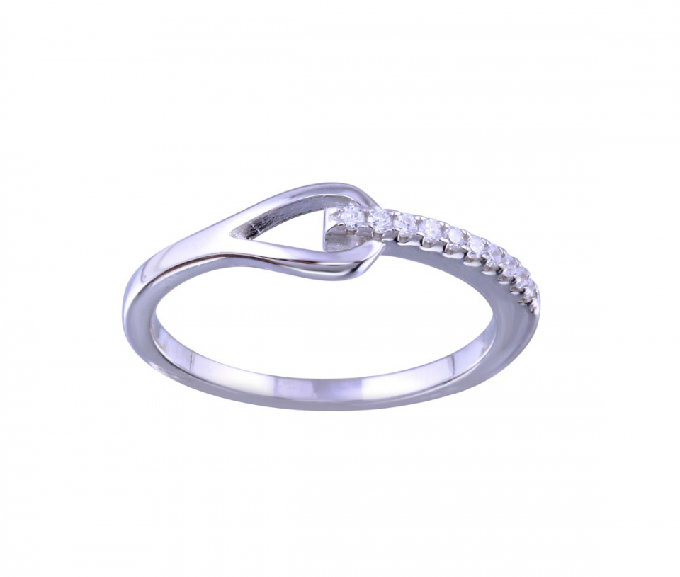BAGUE EN ARGENT RHODIÉ SERTIE DE CUBIQUES ZIRCONIAS - SP BGR01343 - BIJOUX D'IMPORTATION