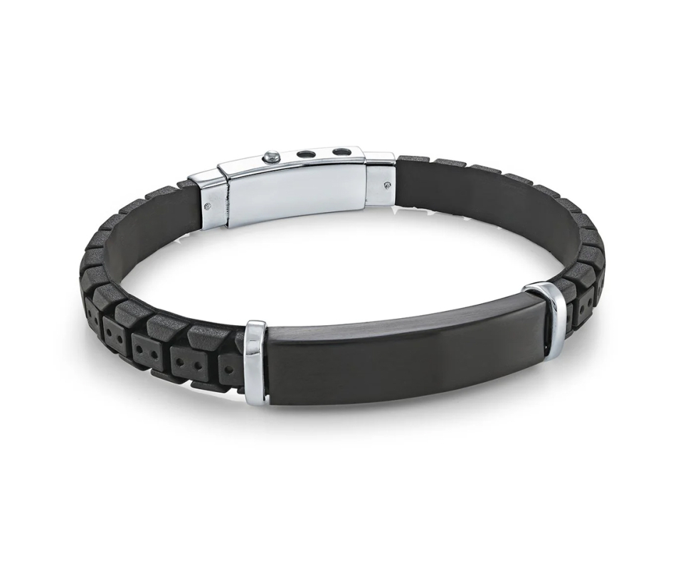 BRACELET EN CAOUTCHOUC ET ACIER/PVD NOIR - IG SBR30 - ITALGEM