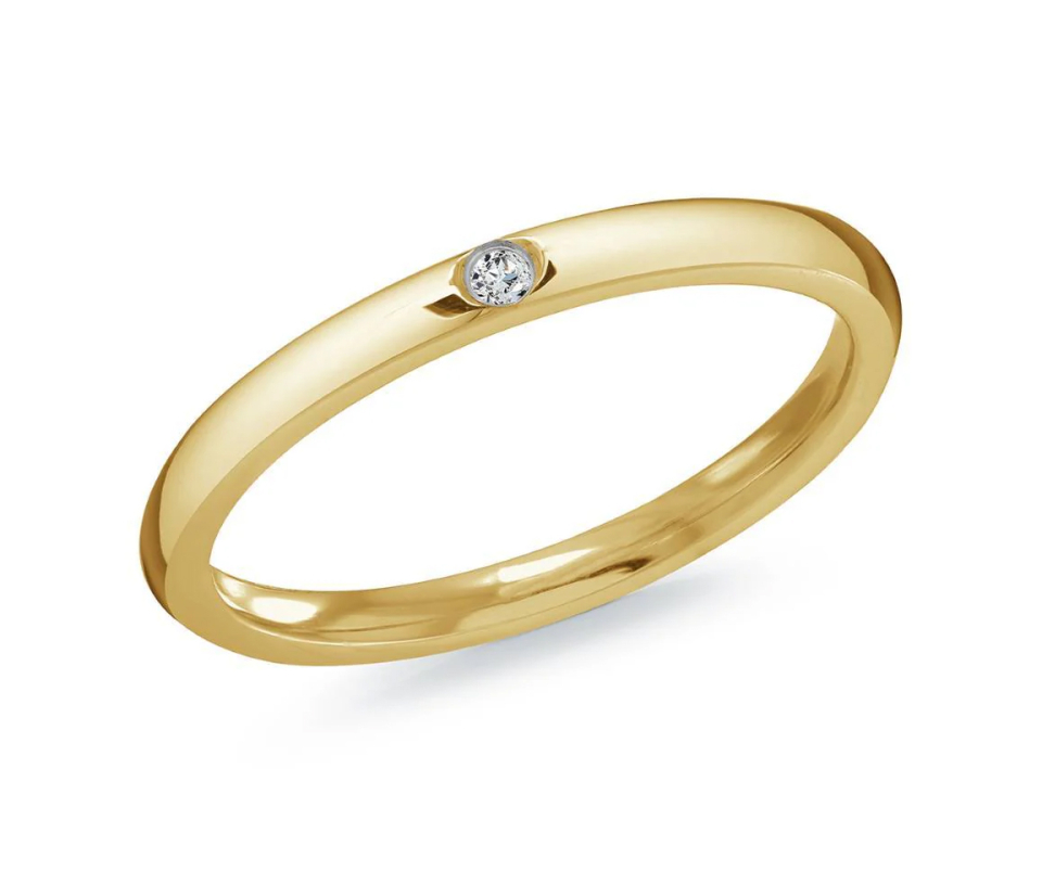 JONC UNI EN ACIER/PVD OR SERTI D'UN CUBIQUE ZIRCONIA - IG SWR11/5 - VELORIA