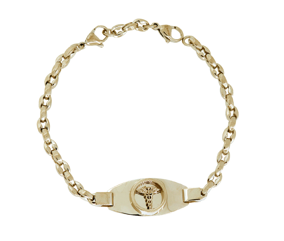 BRACELET MÉDICAL EN ACIER/PVD OR À MAILLE ROLO - IG SMAB57 - ITALGEM