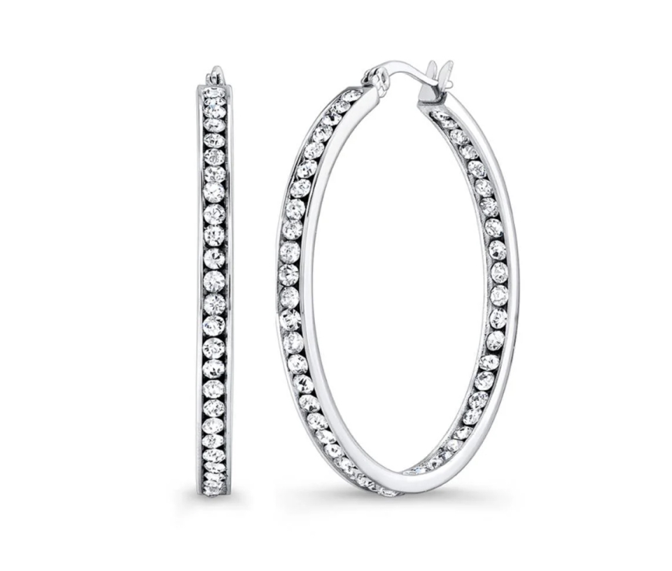 BOUCLES ANNEAUX EN ACIER SERTIES DE CUBIQUES ZIRCONIAS - IG SH6 - VELORIA