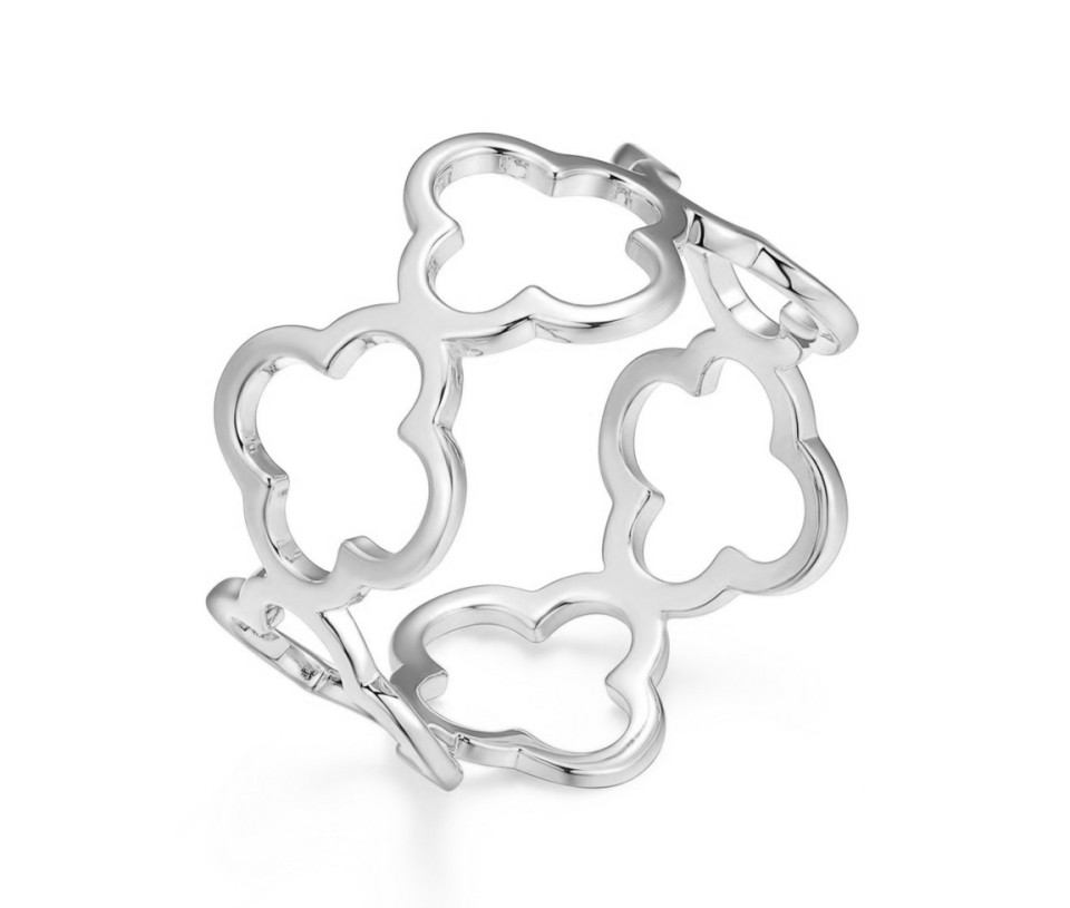 BAGUE TRÈFLES AJOURÉS EN ARGENT RHODIÉ - PJ R4ATSYA0A8 - REIGN