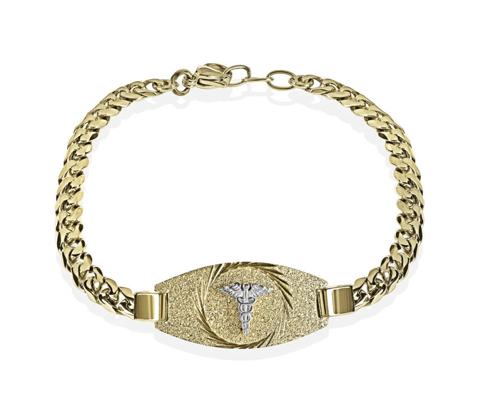 BRACELET MÉDICAL EN ACIER/PVD OR TAILLÉ DIAMANT - IG SMAB31 - ITALGEM