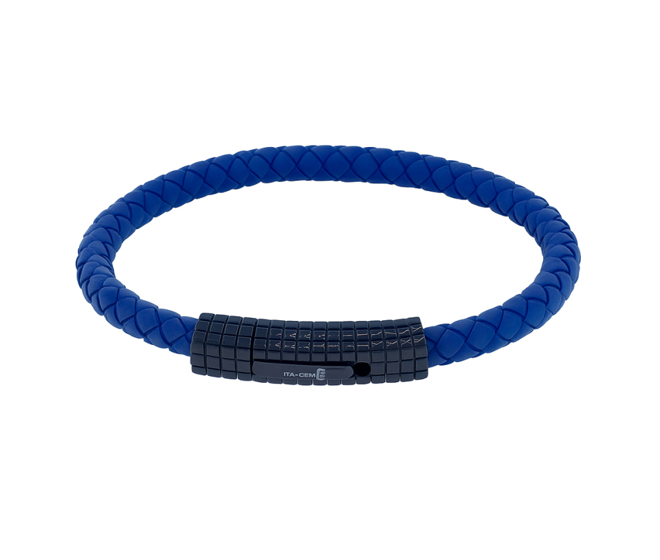 BRACELET EN ACIER/PVD NOIR ET CUIR TRESSÉ - IG SLB549/8 - ITALGEM