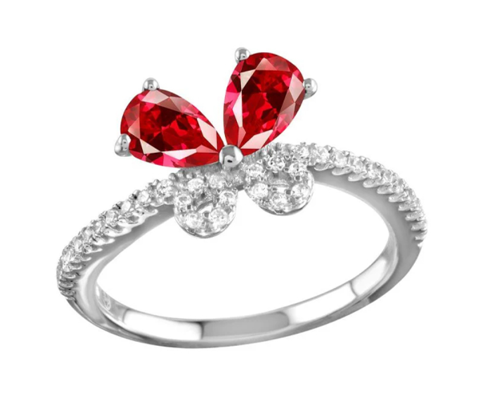 BAGUE PAPILLON EN ARGENT RHODIÉ SERTIE DE CUBIQUES ZIRCONIAS - SP BGR01164R5 - BIJOUX D'IMPORTATION