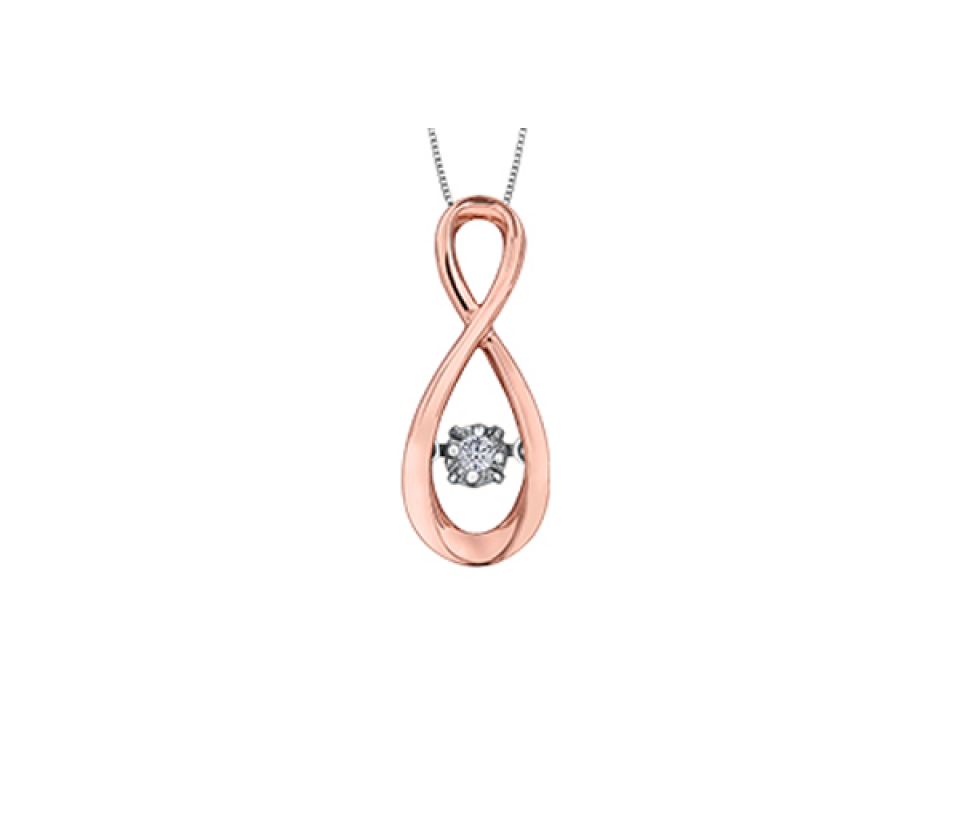 PENDENTIF INFINI EN OR 10K SERTI D'UN DIAMANT DANSANT - CR DX736R - BIJOUX CANADIEN