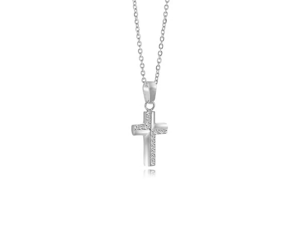 PENDENTIF CROIX EN ACIER OU ACIER/PVD OR SERTI DE CUBIQUES ZIRCONIAS - IG SC256 - ITALGEM