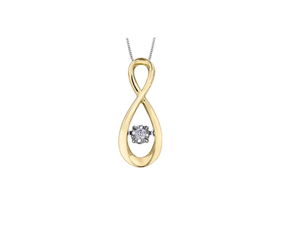 PENDENTIF INFINI EN OR 10K SERTI D'UN DIAMANT DANSANT - CR DX736Y - BIJOUX CANADIEN