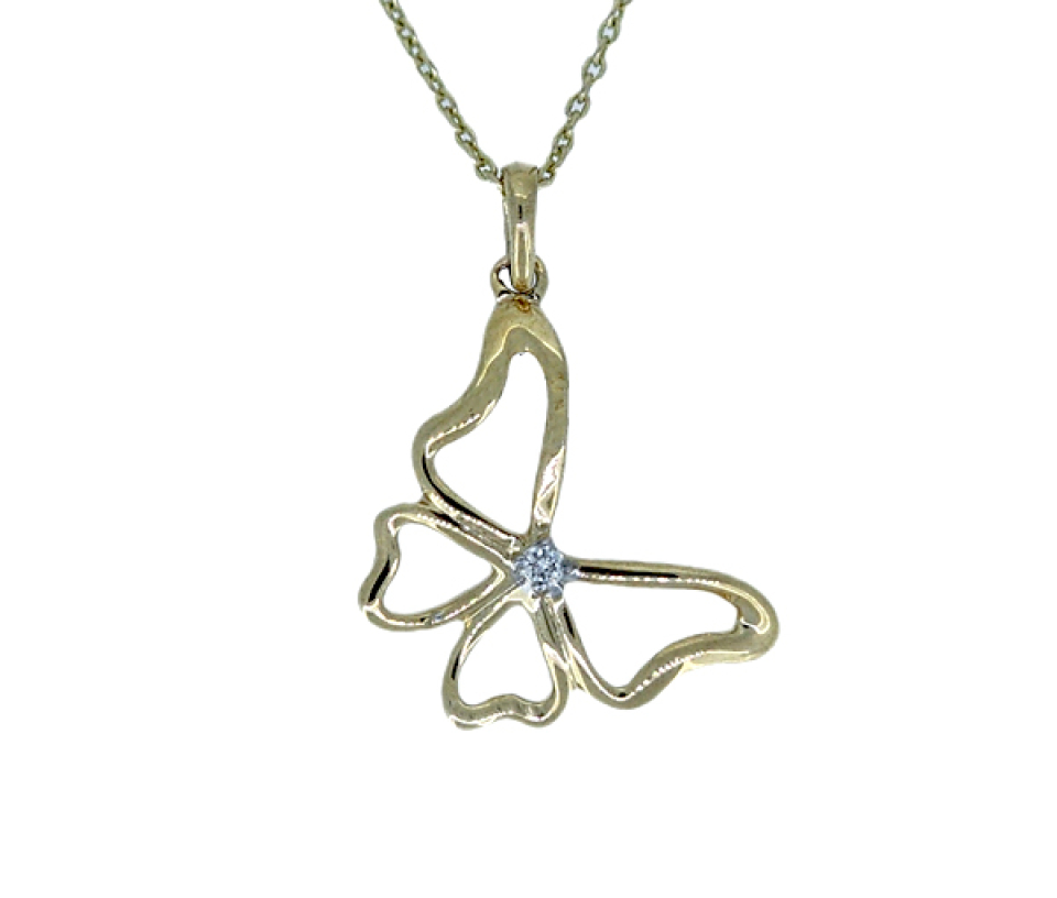 PENDENTIF EN OR À MODÈLES AJOURÉS VARIÉS SERTI D'UN DIAMANT - GN STGP819PY - FAIT AU CANADA