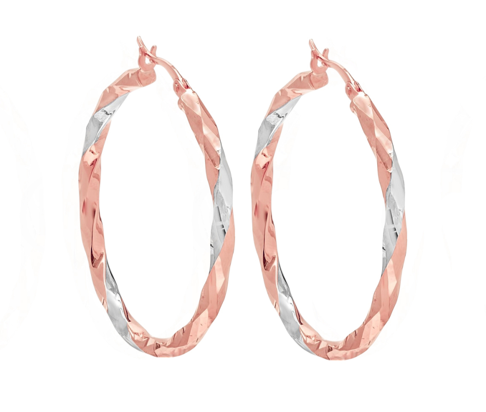 BOUCLES ANNEAUX TWISTÉES EN OR 2 TONS JAUNE OU ROSE - CB E2TB44509P - CBE