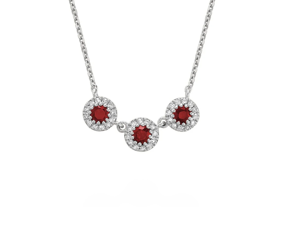 COLLIER EN OR BLANC SERTI DE SAPHIRS, RUBIS OU ÉMERAUDES ET DE DIAMANTS - BR 08043MCRU - R.N.B.