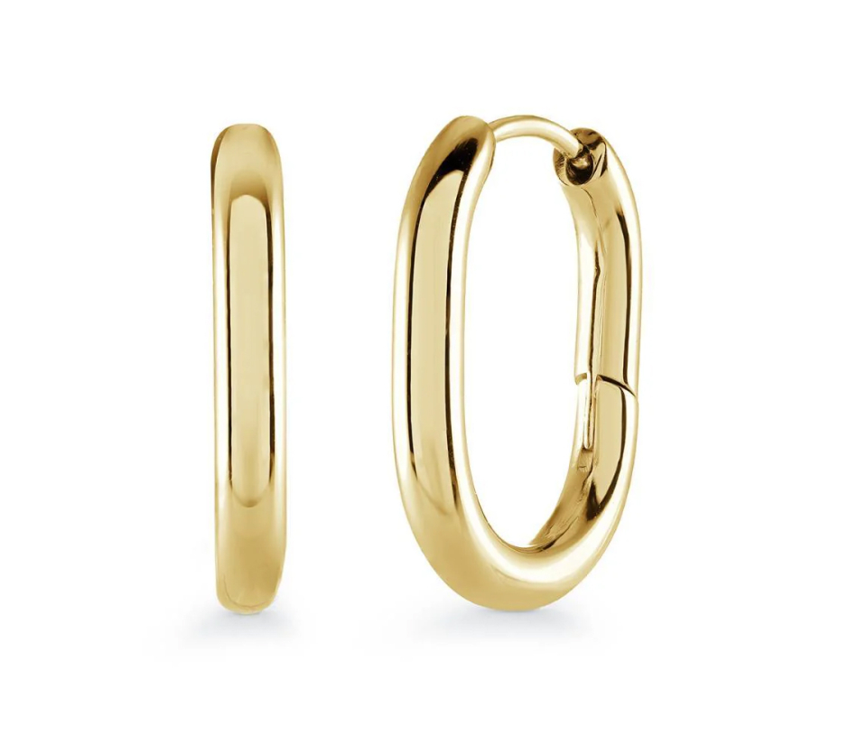 BOUCLES HUGGIES OVALES EN ACIER OU ACIER/PVD OR - IG SEA472GO - VELORIA