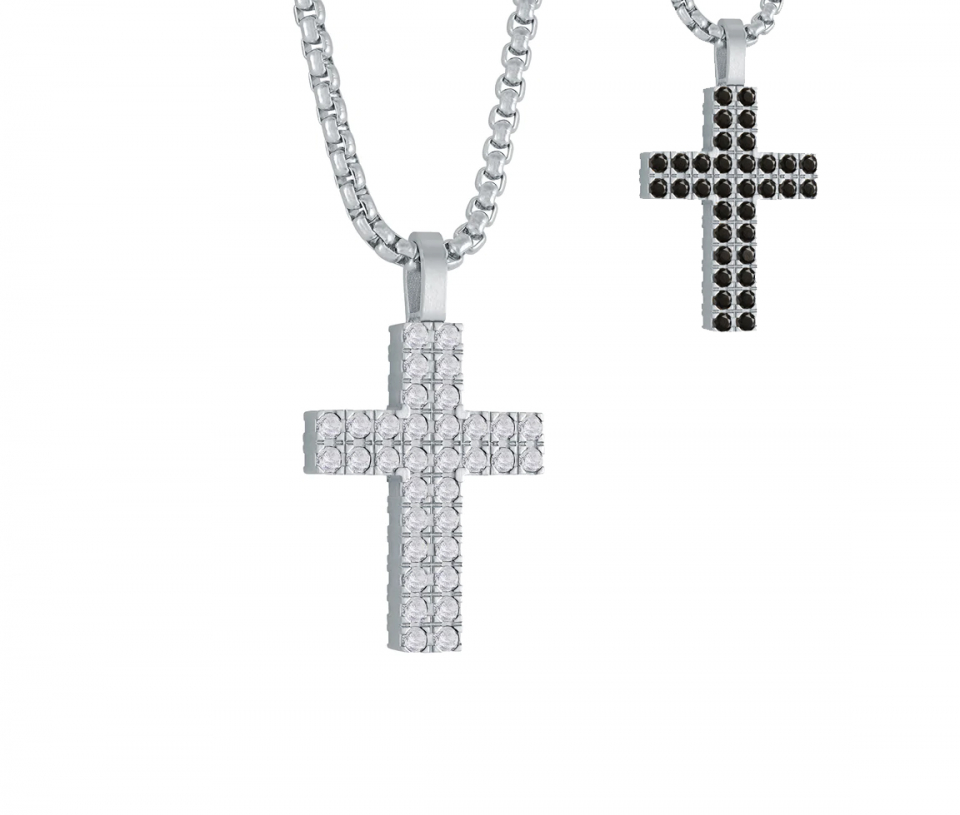 PENDENTIF CROIX RÉVERSIBLE SERTI DE CUBIQUES ZIRCONIAS - IG SC170 - ITALGEM