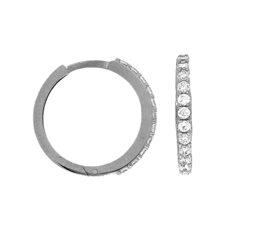 BOUCLES HUGGIES EN OR JAUNE OU BLANC FINIES CARRÉ SERTIES DE CUBIQUES ZIRCONIAS - CB HUGCZCW - CBE