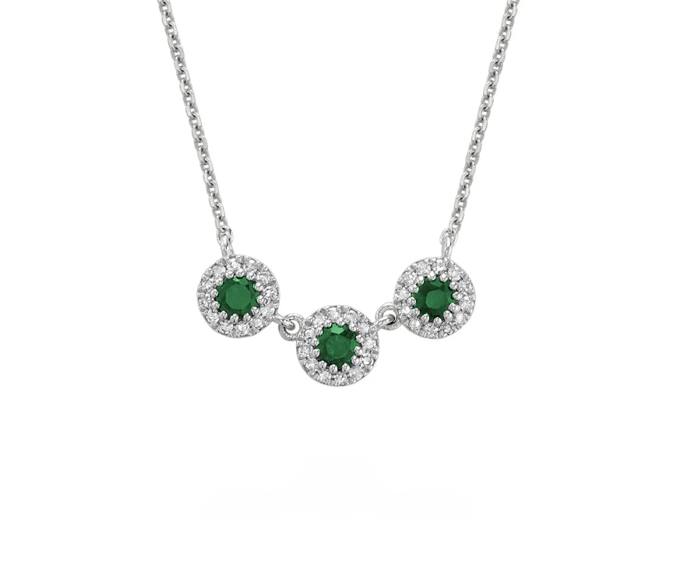 COLLIER EN OR BLANC SERTI DE SAPHIRS, RUBIS OU ÉMERAUDES ET DE DIAMANTS - BR 08043MCEM - R.N.B.