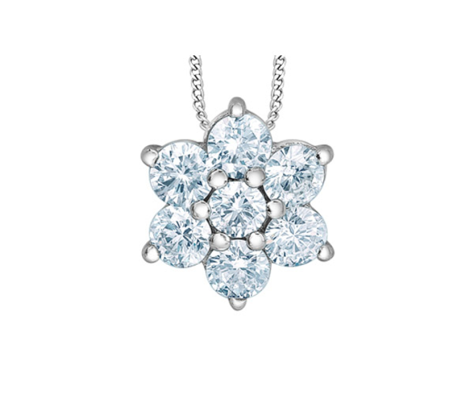 PENDENTIF FLEUR EN OR BLANC SERTI DE DIAMANTS DE LABORATOIRE - CR 70040 - BIJOUX CANADIEN