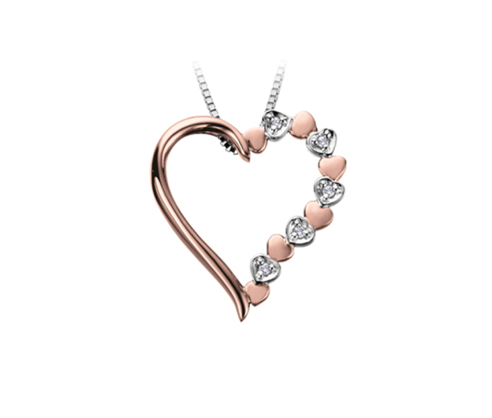 PENDENTIF COEUR EN OR 2 TONS SERTI DE DIAMANTS - CR DD2310 - BIJOUX CANADIEN