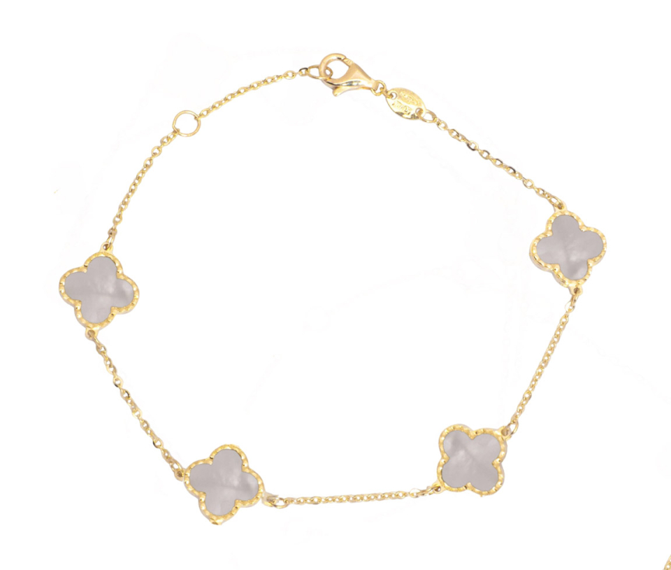 BRACELET TRÈFLES EN OR JAUNE SERTI D'ONYX OU DE NACRE - CB BRY04502NA - CBE