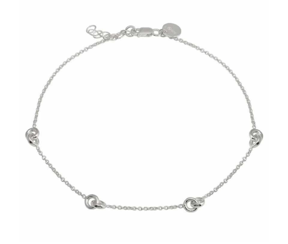 CHAINE DE CHEVILLE EN ARGENT RHODIÉ OU ARGENT PVD OR AVEC ANNEAUX ENTRELACÉES - SP DIA00005RH - BIJOUX D'IMPORTATION