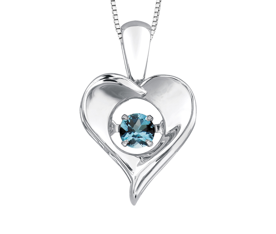 PENDENTIF COEUR EN ARGENT SERTI D'UNE PIERRE DE NAISSANCE DANSANTE - CR DX664SBT - BIJOUX CANADIEN