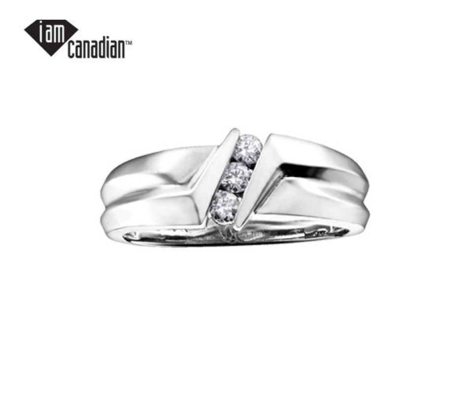 JONC EN OR BLANC SERTI DE DIAMANTS CANADIENS - CR AM169 - DIAMANT CANADIEN