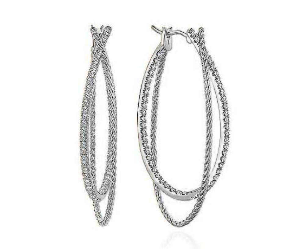 BOUCLES EN OR BLANC SERTIES DE DIAMANTS - GC EG13188W45 - GABRIEL&CO