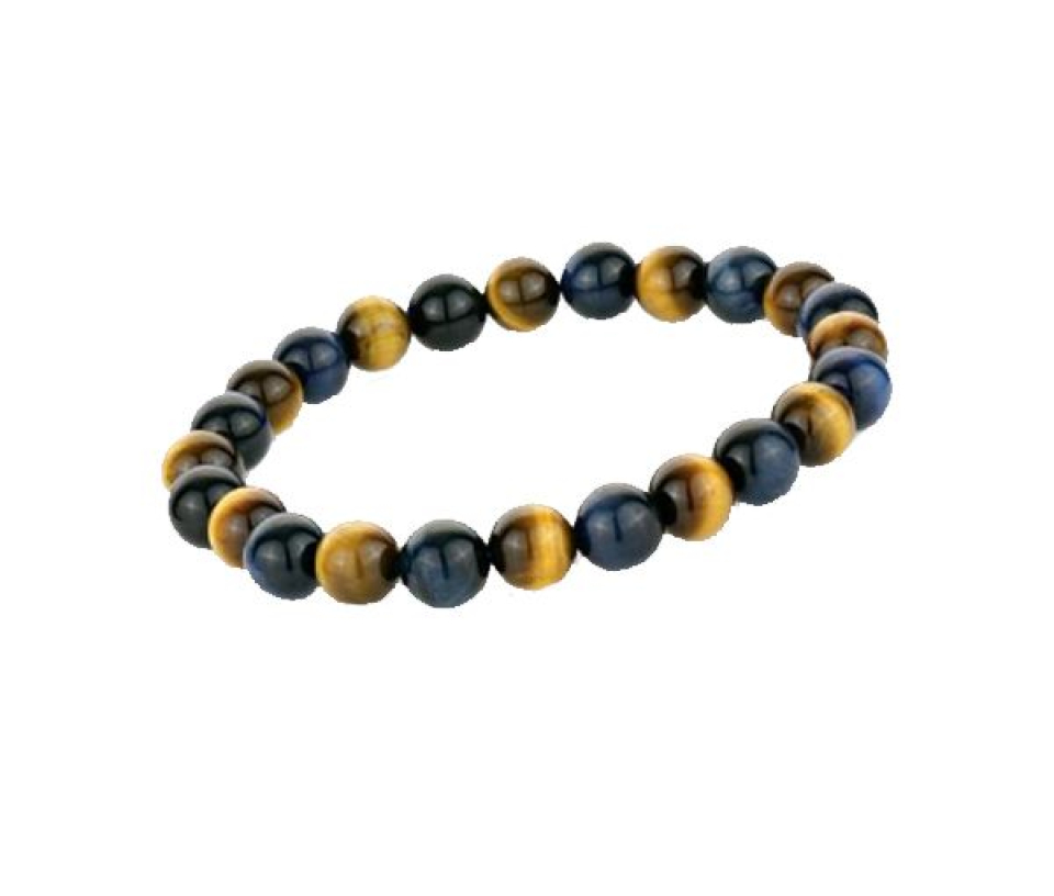 BRACELET HOMME OEIL DE TIGRE BLEU 8MM - IG BB126/M - BIJOUX D'ACIER