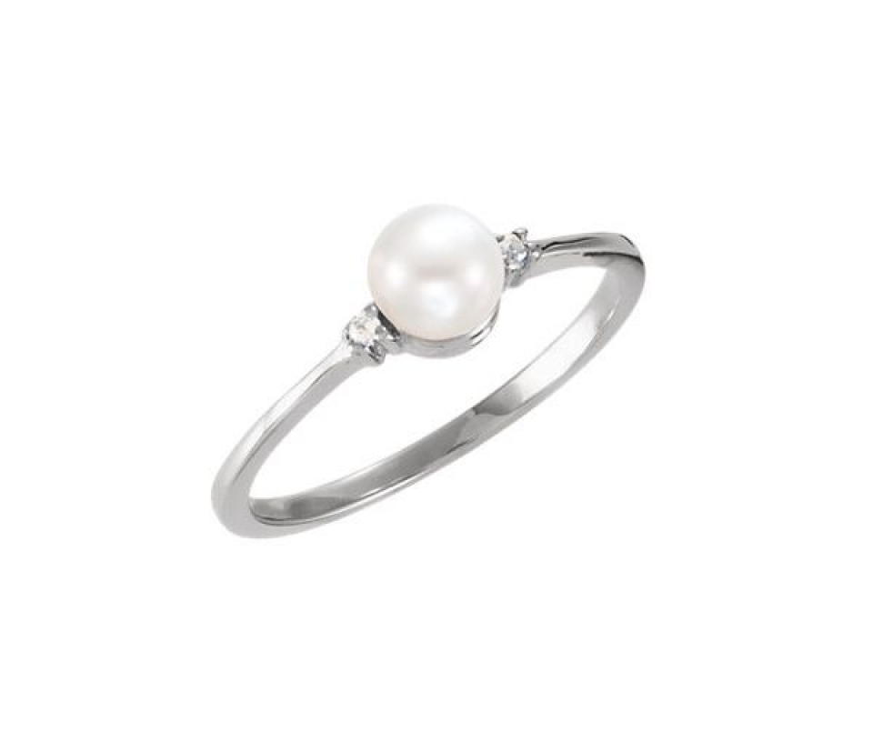 BAGUE ARG.P.EAU DOUCE 7MM 2=0 02 DIAMANT - ST 6194ARG - BIJOUX D'IMPORTATION