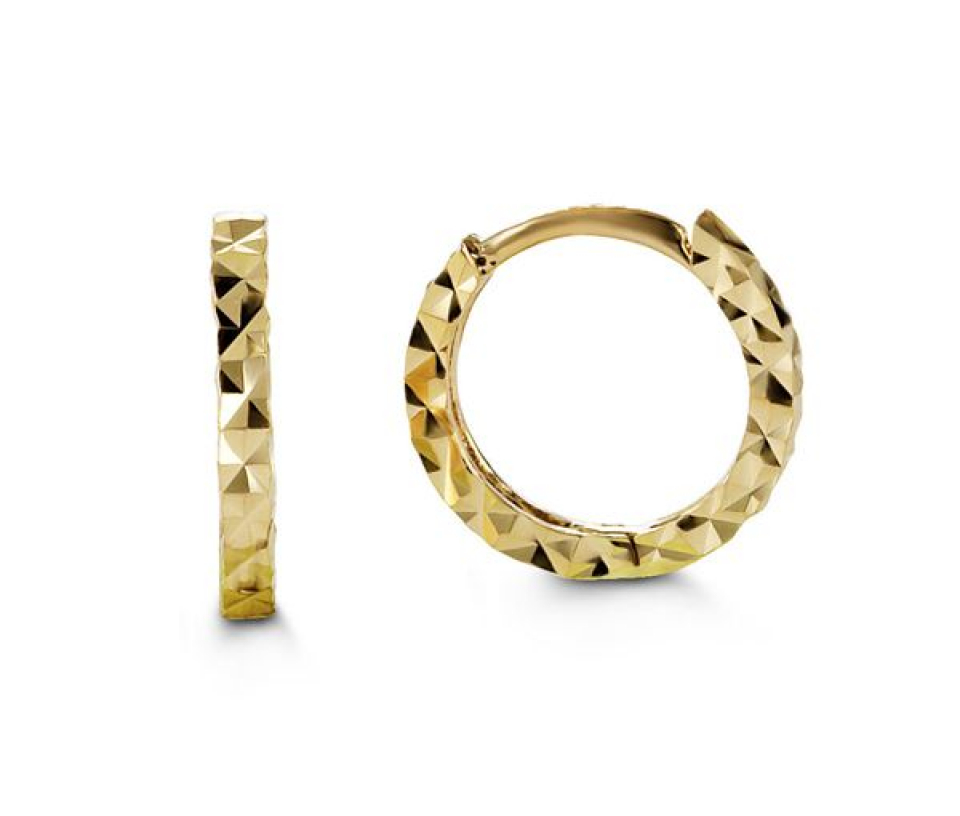 BOUCLES HUGGIES POUR BÉBÉ EN OR TAILLÉES DIAMANT - SY 4017B - BIJOUX D'IMPORTATION