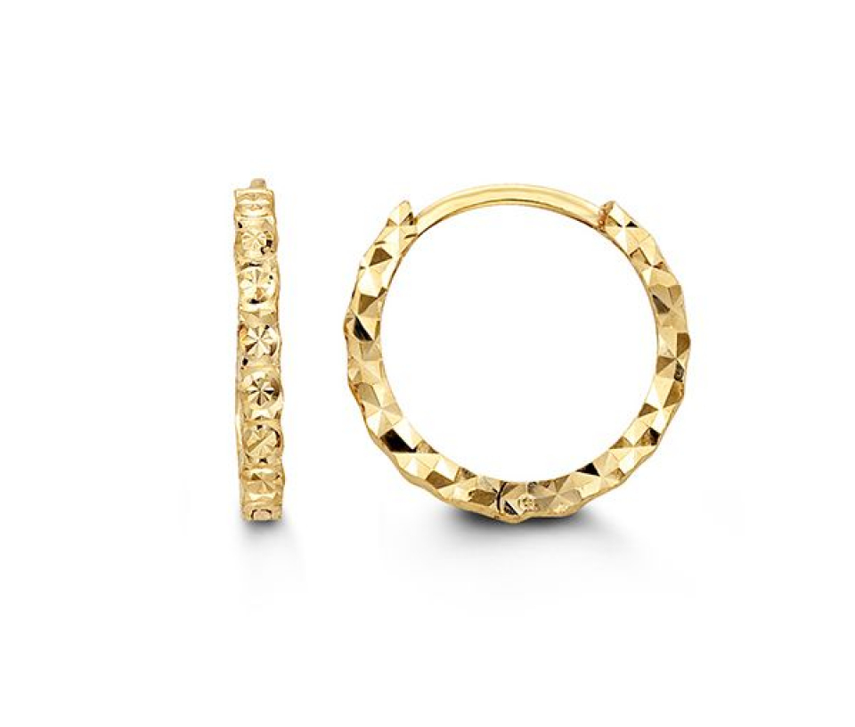 BOUCLES HUGGIES EN OR TAILLÉES DIAMANT - SY 6009 - BIJOUX D'IMPORTATION