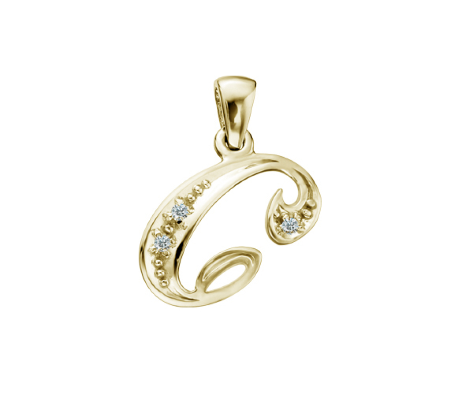 PENDENTIF LETTRE DE L'ALPHABET EN OR SERTI DE DIAMANTS - CR DX509YC - BIJOUX CANADIEN
