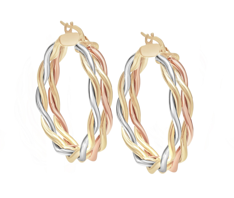 BOUCLES ANNEAUX TORSADÉES EN OR 3 TONS - CB E3TB1106/20 - CBE