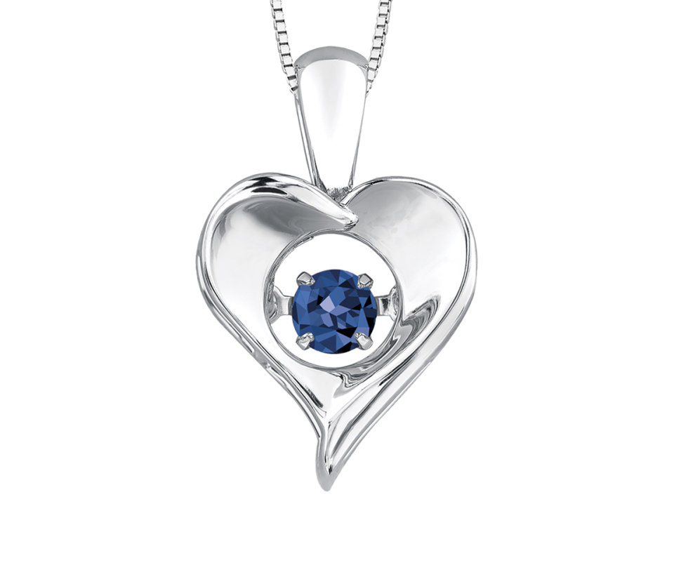 PENDENTIF COEUR EN ARGENT SERTI D'UNE PIERRE DE NAISSANCE DANSANTE - CR DX664SSA - BIJOUX CANADIEN