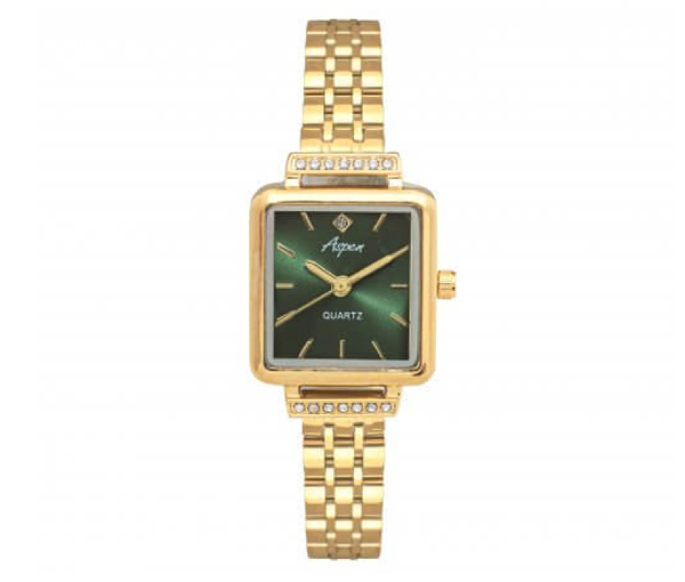 MONTRE ASPEN CARRÉ EN ACIER/PVD OR SERTIE DE CUBIQUES ZIRCONIAS - BA AP3178/10 - ASPEN