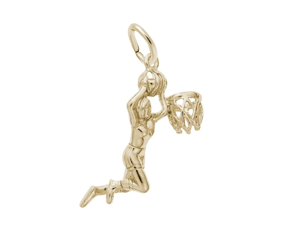 PENDENTIF JOUEUSE DE BASKETBALL EN ARGENT OU EN OR - NU 6207GP - NUCO/REMBRANDT 